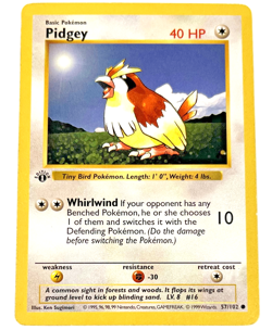 Pokemon Base Set - Pidgey - 1st Edition Shadowless WoTC - MP - 57/102 - Image 1