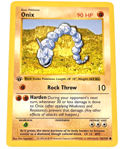 Pokemon Base Set - Onix - 1st Edition Shadowless WoTC - MP - 56/102 - Image 1