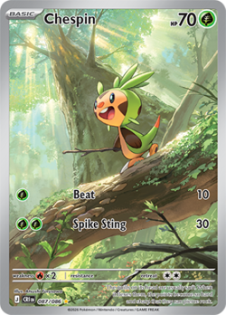 Pokemon TCG Chespin 87/86 Illustration Rare ME04: Chaos Rising MINT Full Art - Image 1