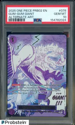 2025 One Piece PRB02 EN #078 GUM GUM GIANT Alternate Art PSA 10 GEM MINT - Image 1