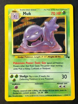 Muk 13/62 Fossil Unlimited - Holo Rare - WOTC Pokemon Card B MP - Image 1