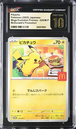 CGC PRISTINE 10 Pikachu 020/M-P McDonald's PROMO 2025 Japan Pokemon TCG - Image 1