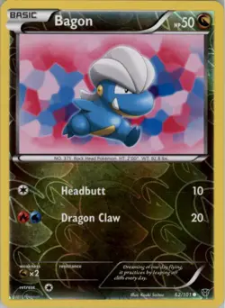 Bagon 62/101 Reverse Holo Pokemon Card English Plasma Blast Played - Image 1
