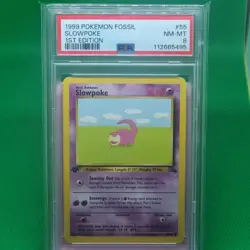 PSA 8 SLOWPOKE 55/62 1ST EDITION FOSSIL POKEMON TCG Wizards Of The Coast Graded - Image 1