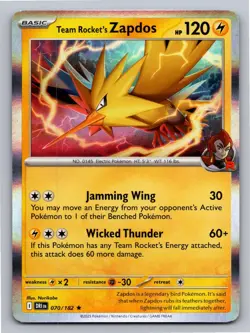 Team Rocket's Zapdos 070/182 Rare Destined Rivals Pokemon Holo Near Mint - Image 1