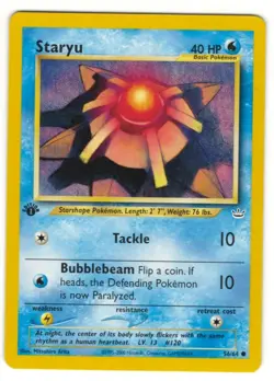1ST EDITION POKEMON STARYU 56/64 NEO REVELATION POKEMON Card - NEAR MINT / MINT - Image 1