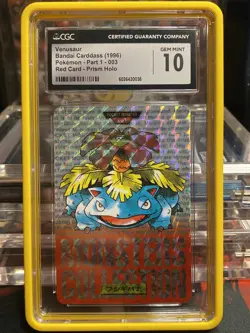 1996 Pokemon Bandai Carddass Vending Japanese Venusaur Red Prism #3 CGC 10 - Image 1