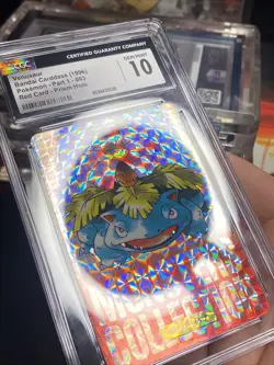 1996 Pokemon Bandai Carddass Vending Japanese Venusaur Red Prism #3 CGC 10 - Image 3