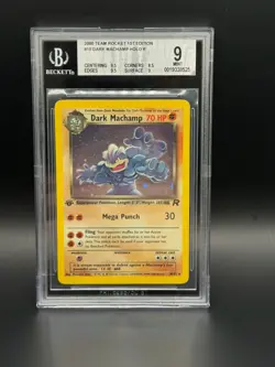 Pokemon Team Rocket 1st Edition – Dark Machamp Holo #10 – BGS 9 Mint - Image 1