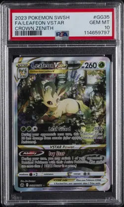 2023 POKEMON SWORD & SHIELD CROWN ZENITH #GG35 FULL ART/LEAFEON VSTAR PSA 10 - Image 1