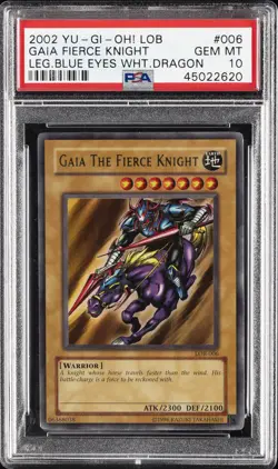 YU-GI-OH! LOB-LEGEND OF BLUE EYES WHITE DRAGON GAIA THE FIERCE KNIGHT PSA 10 - Image 1