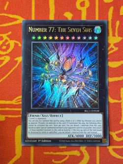 YUGIOH NUMBER 77: THE SEVEN SINS GOLD/SILVER ULTRA RARE BLC1-EN038 - Image 1