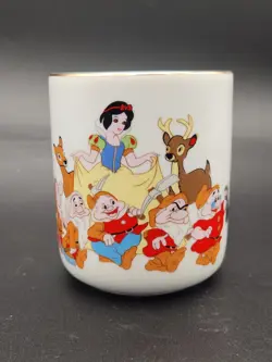 VTG Walt Disney Snow White Seven Dwarfs Coffee Mug Cup Gold Rim Japan Porcelain - Image 4
