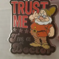 Disney Parks Pin Trust Me I'm A Doctor Doc Dwarf Snow White and Dwarfs 2014 - Image 1