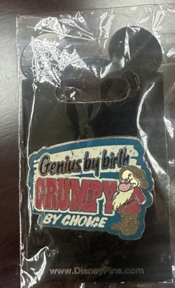 Disney Snow White & Seven Dwarfs Genius by Birth Grumpy by Choice Pin NEW - Image 1