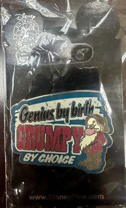 Disney Snow White & Seven Dwarfs Genius by Birth Grumpy by Choice Pin NEW - Image 2