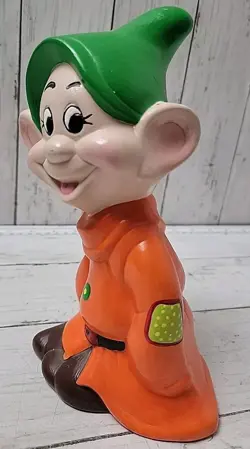 Disney Dopey Snow White Seven Dwarfs Ceramic Pottery Statue Figurine 7.75" Vtg - Image 3