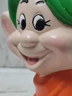 Disney Dopey Snow White Seven Dwarfs Ceramic Pottery Statue Figurine 7.75" Vtg - Image 4