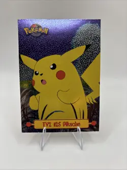 Silver Foil-Sandpaper | Black Logo | Pokemon 1999 Topps TV | TV2 #25 Pikachu - Image 1