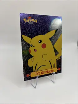 Silver Foil-Sandpaper | Black Logo | Pokemon 1999 Topps TV | TV2 #25 Pikachu - Image 2