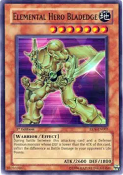 Yugioh! LP Elemental Hero Bladedge - EEN-EN007 - Super Rare - 1st Edition Lightl - Image 1
