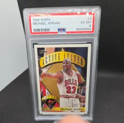 1995-96 Topps #4 Michael Jordan PSA 6 Graded Card NBA 95-96 Active Leader Steals - Image 1