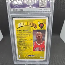 1995-96 Topps #4 Michael Jordan PSA 6 Graded Card NBA 95-96 Active Leader Steals - Image 2