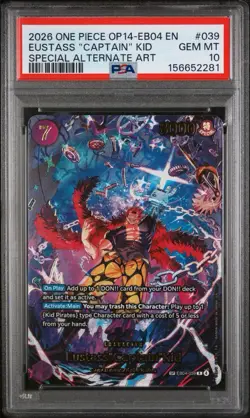 2026 One Piece OP14 EB04 Eustass "Captain" Kid Special Alt Art PSA 10 GEM MINT - Image 1