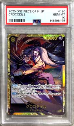One Piece TCG JPN Crocodile SEC PSA 10 Gem Mint, Azure Sea's Seven OP14-120 2025 - Image 1