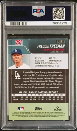2022 Topps Stadium Club Chrome Freddie Freeman Gold Refractor /50 PSA 10 - Image 2