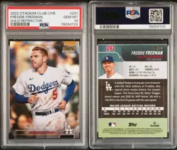 2022 Topps Stadium Club Chrome Freddie Freeman Gold Refractor /50 PSA 10 - Image 3