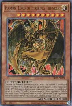 Yugioh Hamon, Lord of Striking Thunder CR03-AE002 Ultimate Rare Asian English - Image 1