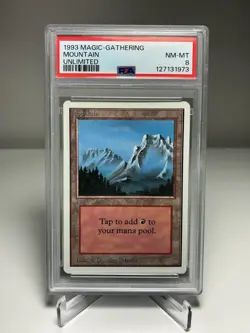 Magic the Gathering 1993 Mountain Unlimited PSA 8 - Image 1