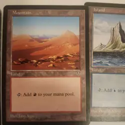 Lot of 3 Old Lands: Mirage Mercadian Masques :: Swamp. Mountain, Island - Image 3