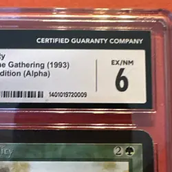 1993 MAGIC THE GATHERING MTG ALPHA TRANQUILITY CGC 6 EX/MN - Image 3