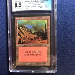MTG BETA Mountain (Green Sky) CGC 8.5 NM/Mint+, with sub grades, 1993 - Image 1