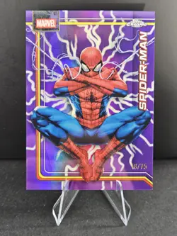 2026 Topps Chrome Marvel Spiderman Purple Refractor /75 #163 - Image 1