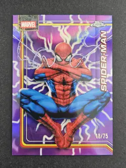 2026 Topps Chrome Marvel Spiderman Purple Refractor /75 #163 - Image 2