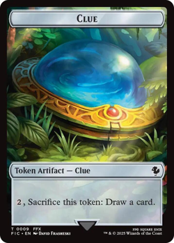 MTG Magic 1x Clue Token FOIL/ Treasure Token FOIL (M/NM) Final Fantasy - Image 1