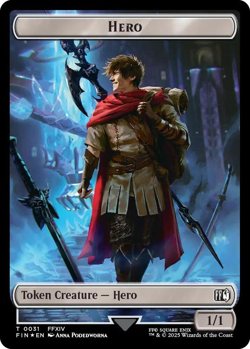 MTG Magic 1x Hero Token #31 FOIL/ Wizard Token FOIL (M/NM) Final Fantasy - Image 1