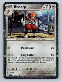 Bisharp Common SV03: Obsidian Flames #149/197 Cosmos Holo tcg Pokemon Card - Image 1