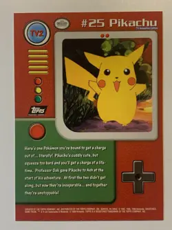 1999 Topps Pokemon TV #TV2 Pikachu #25 Black Logo (D) FREE COMBINED SHIPPING - Image 2