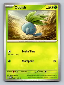 Oddish Common SV03: Obsidian Flames #001/197 tcg Pokemon Card NM - Image 1