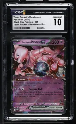 2025 Pokemon Team Rocket's Mewtwo Ex #205 Black Star Promos CGC 10 GEM MINT - Image 1
