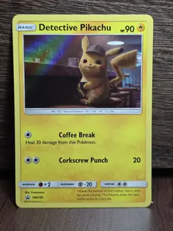 Pikachu - Detective Pikachu - SM190 - Holo Foil Rare - Pokemon Card - Near Mint - Image 1