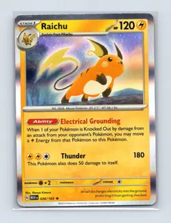 Raichu 026/165 Rare 151 Pokemon Holo Lightly Played - Image 1