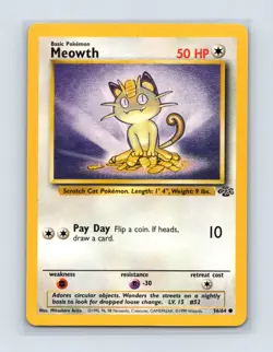 Meowth 56/64 Common Jungle Pokemon Unlimited Lightly Played - Image 1