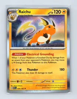 Raichu 026/165 Rare 151 Pokemon Holo Lightly Played - Image 1