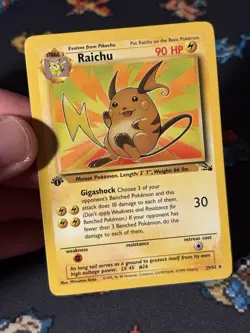 Pokemon Cards Raichu 29/62 Rare Fossil FIRST EDITION WOTC - (NM-) - Image 2