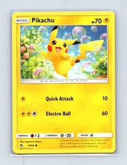 Pikachu 19/68 Common Hidden Fates Pokemon Lightly Played - Image 1